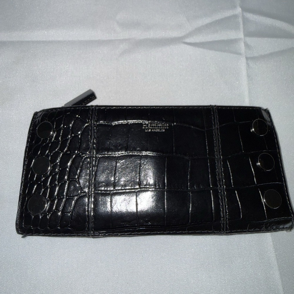 Hammitt Los Angeles 110 North Leather Long Wallet in Evening Crocco Black Clutch